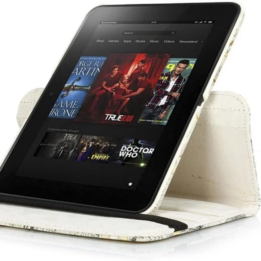 Kindle Fire HD 7 Map 360 Rotating Magnetic Smart Stand Case